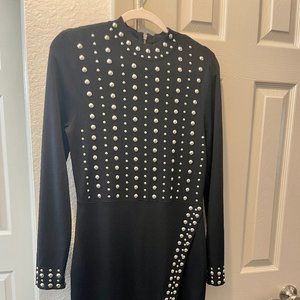 INC International Concepts Women's Black Long-Sleeved Studded Dress